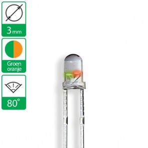 2 pin duo LED groen/oranje 80 graden 3mm